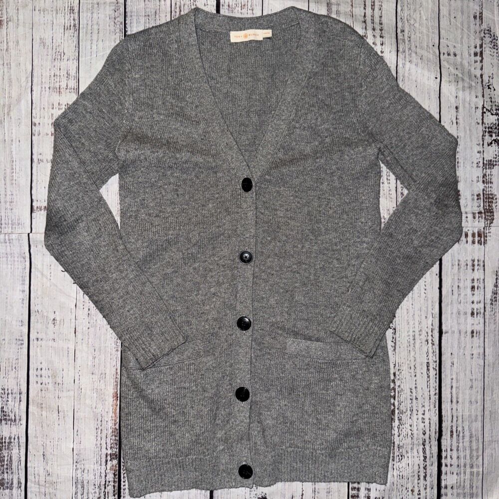 Tory Burch Gray Wool Cashmere Blend Cardigan Size XXS Button Long Sleeve